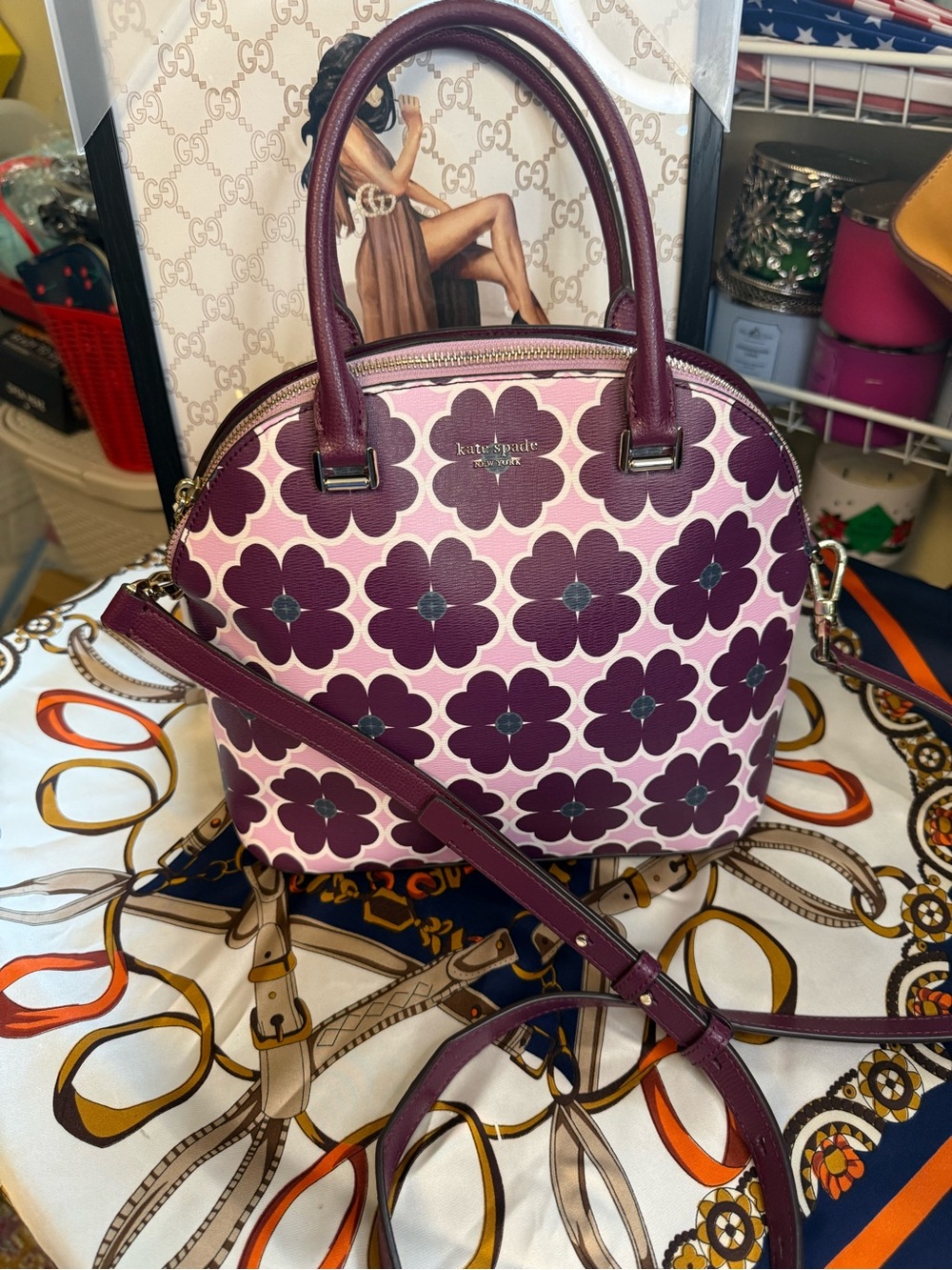 Kate Spade New York Sylvia Graphic Clover Large Dome Satchel Crossbody